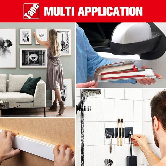 Double Sided Tape Heavy Duty 2 Pack Waterproof Strong Adhesive 33FT x 0.4IN - Picture 6 of 10